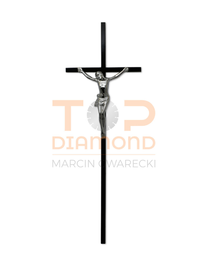 KRZYŻ Z WIZERUNKIEM MOSIĘŻNY CZARNY KWADRAT