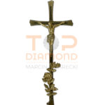 POL KRZYŻ PROSTY ZŁOTY 45cm Z RÓŻĄ