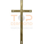 KRZYŻ WISZĄCY ZE STALI NIERDZEWNEJ Z WYPUKŁYM PŁASKOWNIKIEM ZŁOTY