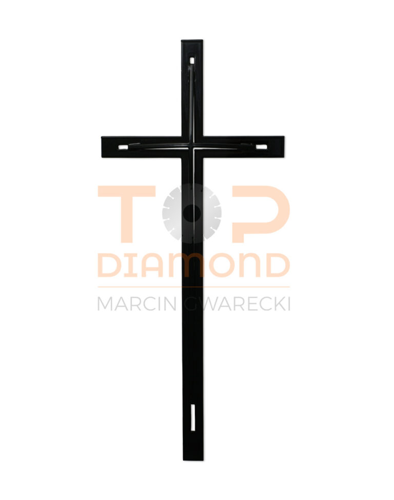 KRZYŻ WISZĄCY ZE STALI NIERDZEWNEJ Z WYPUKŁYM PŁASKOWNIKIEM CZARNY