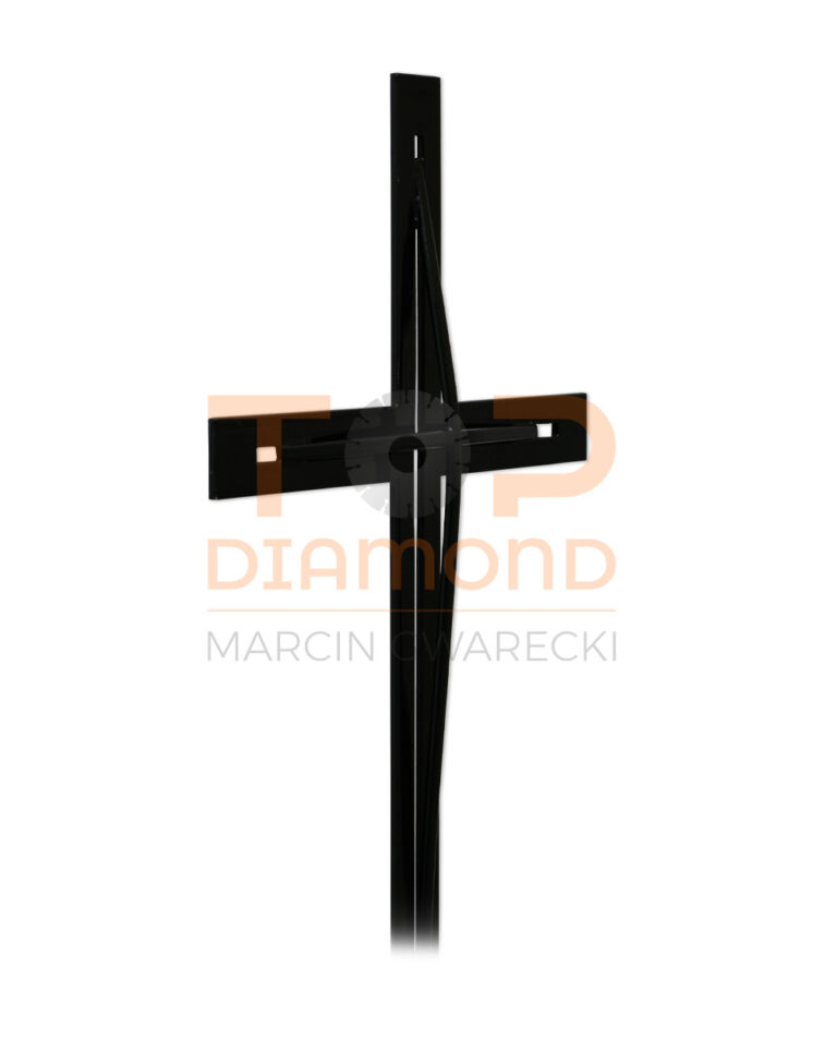 KRZYŻ WISZĄCY ZE STALI NIERDZEWNEJ Z WYPUKŁYM PŁASKOWNIKIEM CZARNY