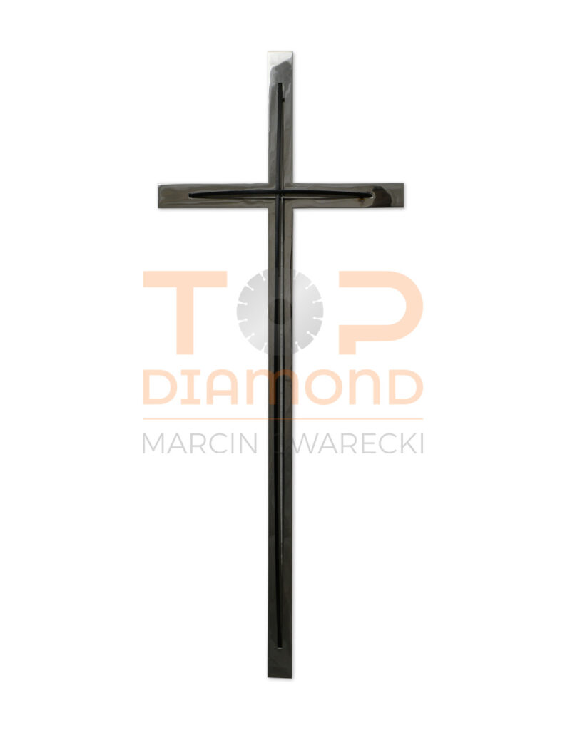 KRZYŻ WISZĄCY ZE STALI NIERDZEWNEJ ŻAGIELEK MIX SREBRNO-CZARNY 50cm